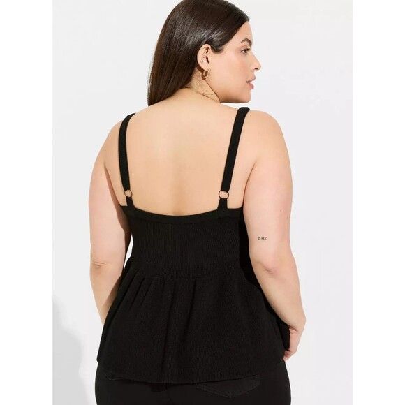 NWT Torrid Ribbed Pullover Black Peplum Tank Sweater Size 4 or 26 Plus - Picture 4 of 4